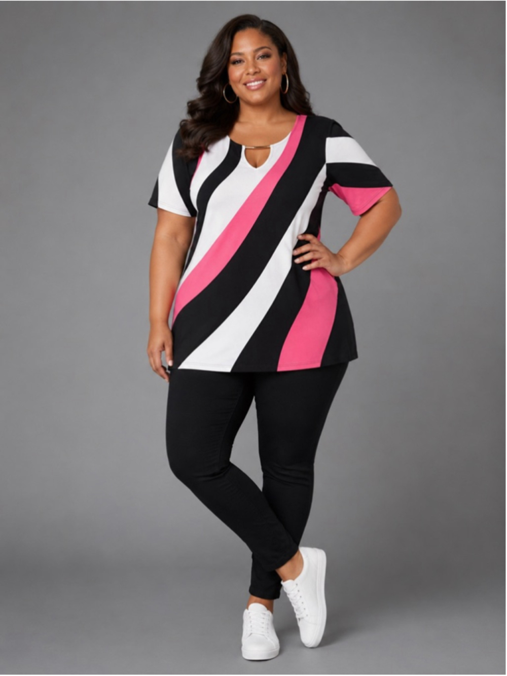 Ashley Stewart Swirl Print Bar Neck Tunic – Size 14/16